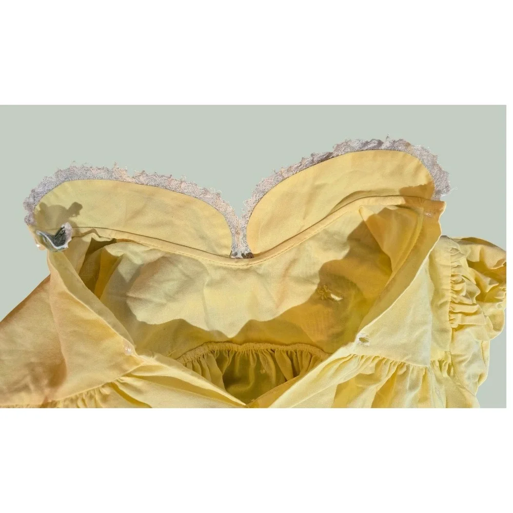 Baby Togs Vintage Sun Dress Kids 18M Yellow Peter Pan Collar Lace Trim